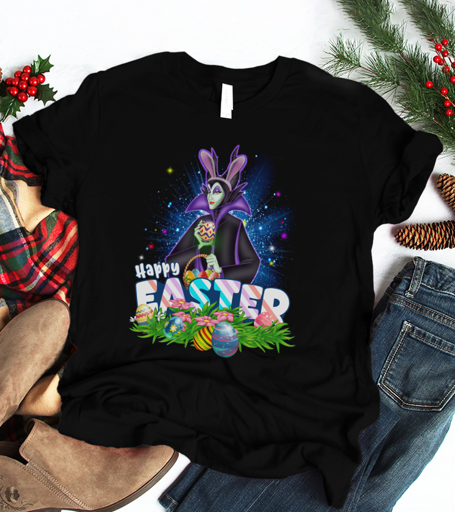 Happy Easter Maleficent With Easter Eggs And Stars T-Shirt