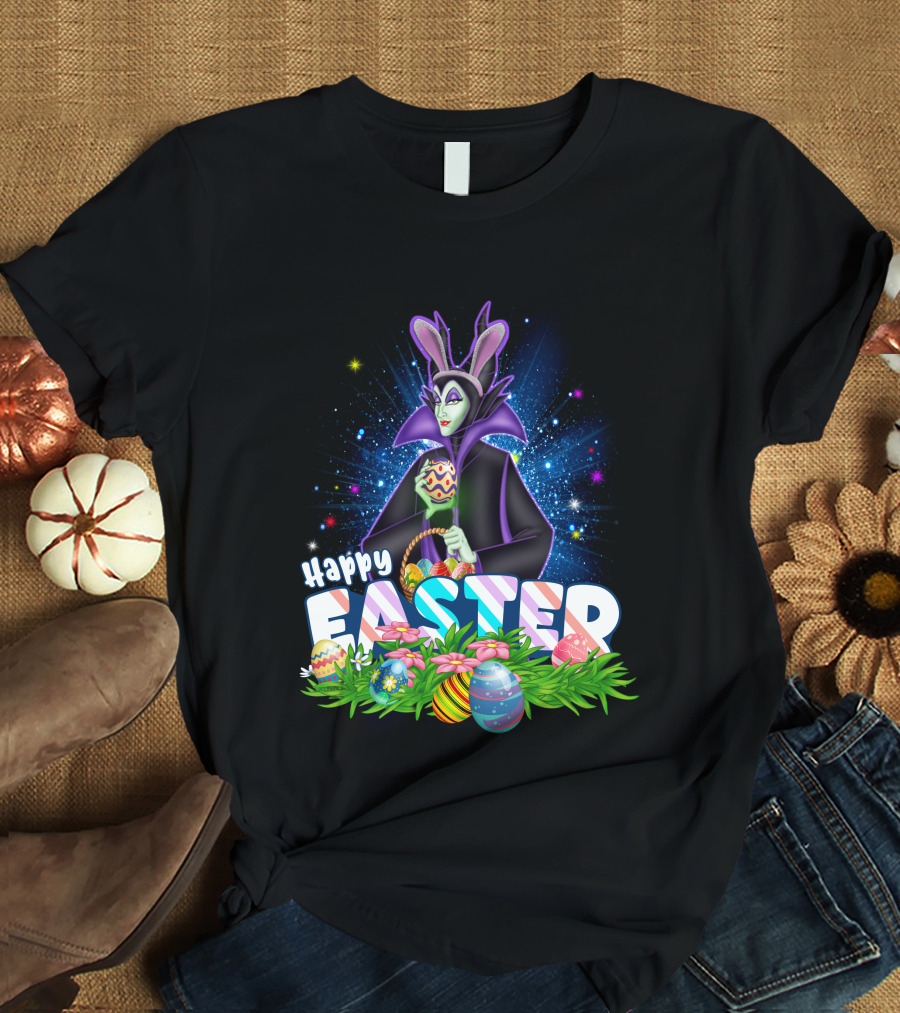 Happy Easter Maleficent With Easter Eggs And Stars T-Shirt