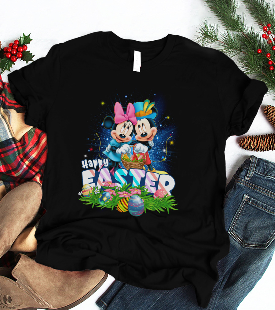 Mk Mn Happy Easter Basket Celebration With Colorful Eggs T-Shirt