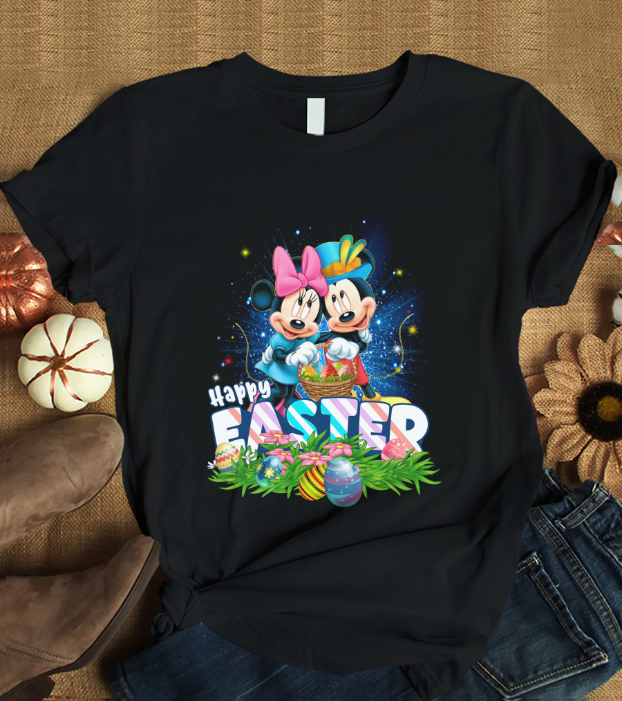 Mk Mn Happy Easter Basket Celebration With Colorful Eggs T-Shirt
