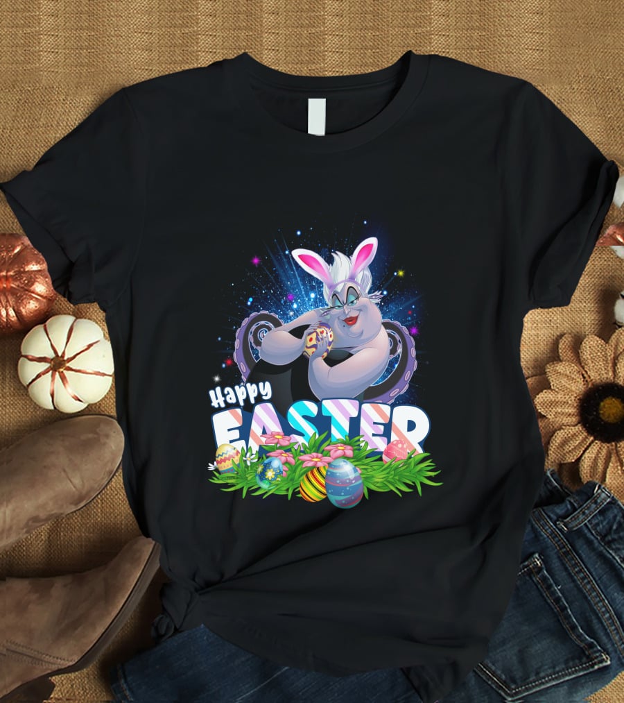 Ursula Happy Easter Bunny Eggs And Flowers T-Shirt
