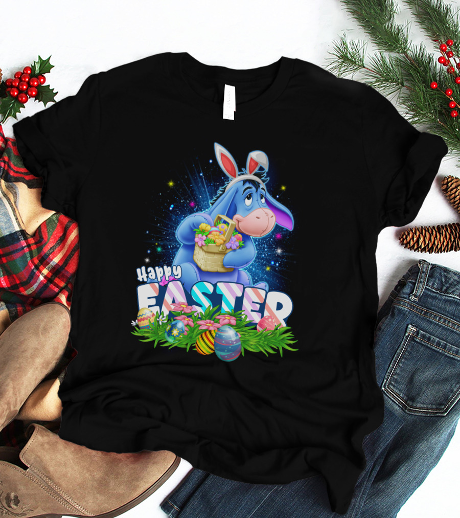 Eeyore Easter Basket With Eggs And Flowers Happy Easter T-Shirt