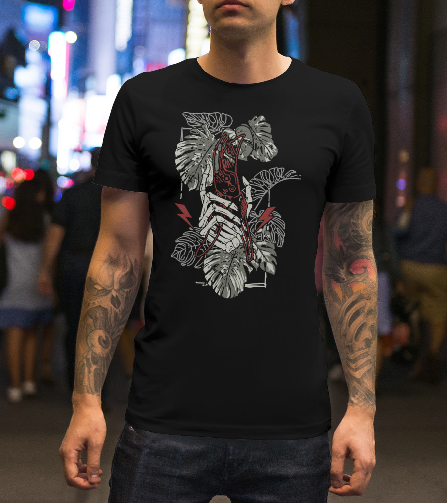 Plant Energy Botanical Skeleton With Lightning Bolts T-Shirt
