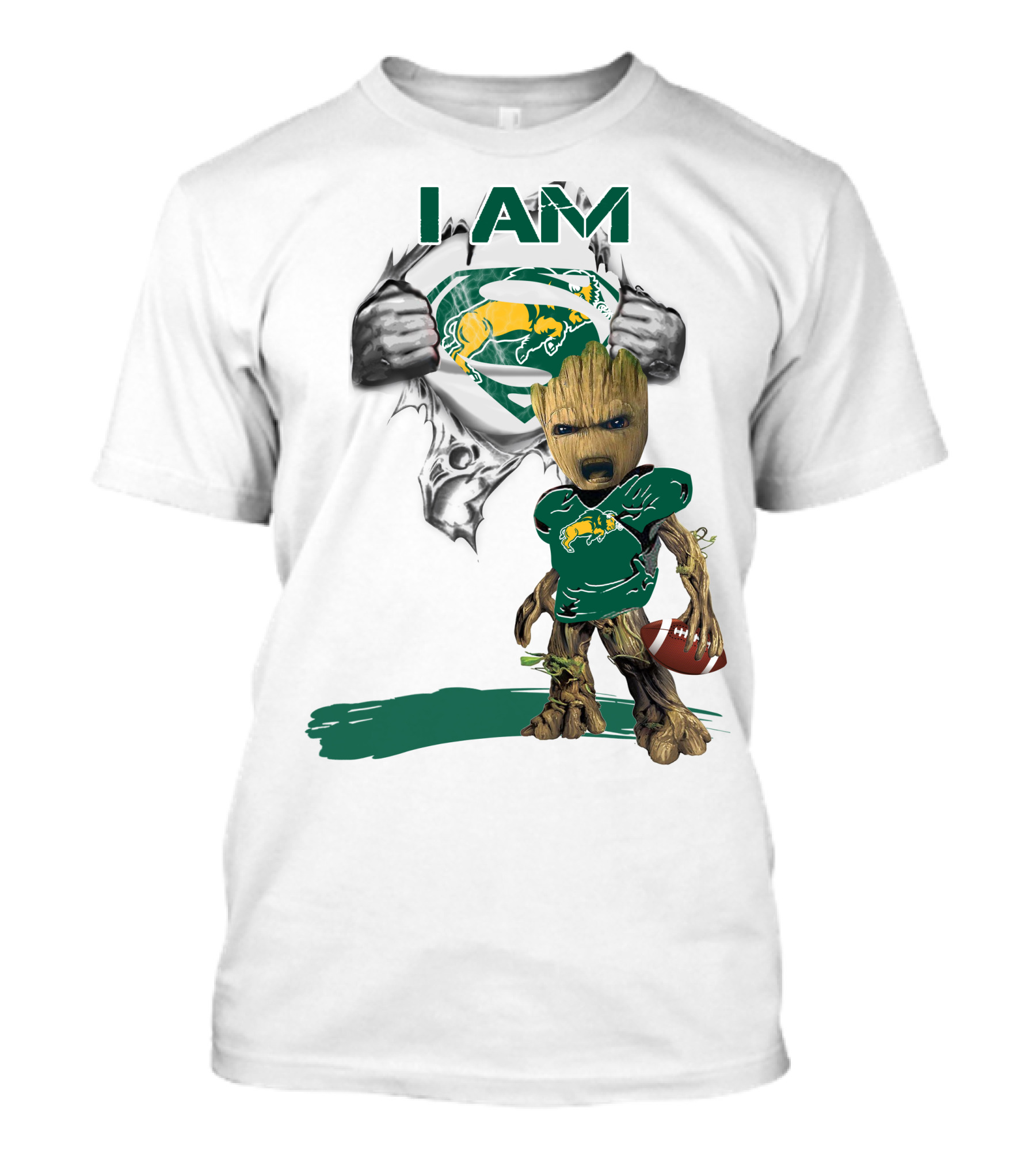I AM Dakota Baby Groot Bison Football Superman T-Shirt