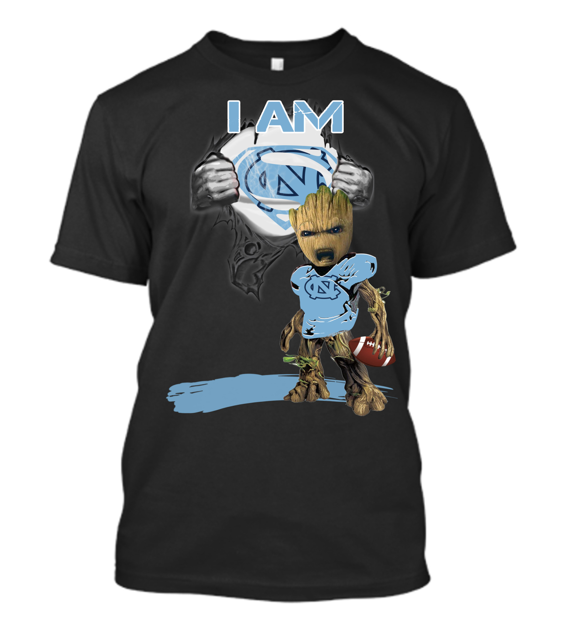 I AM Tarheel Baby Groot Superman T-Shirt