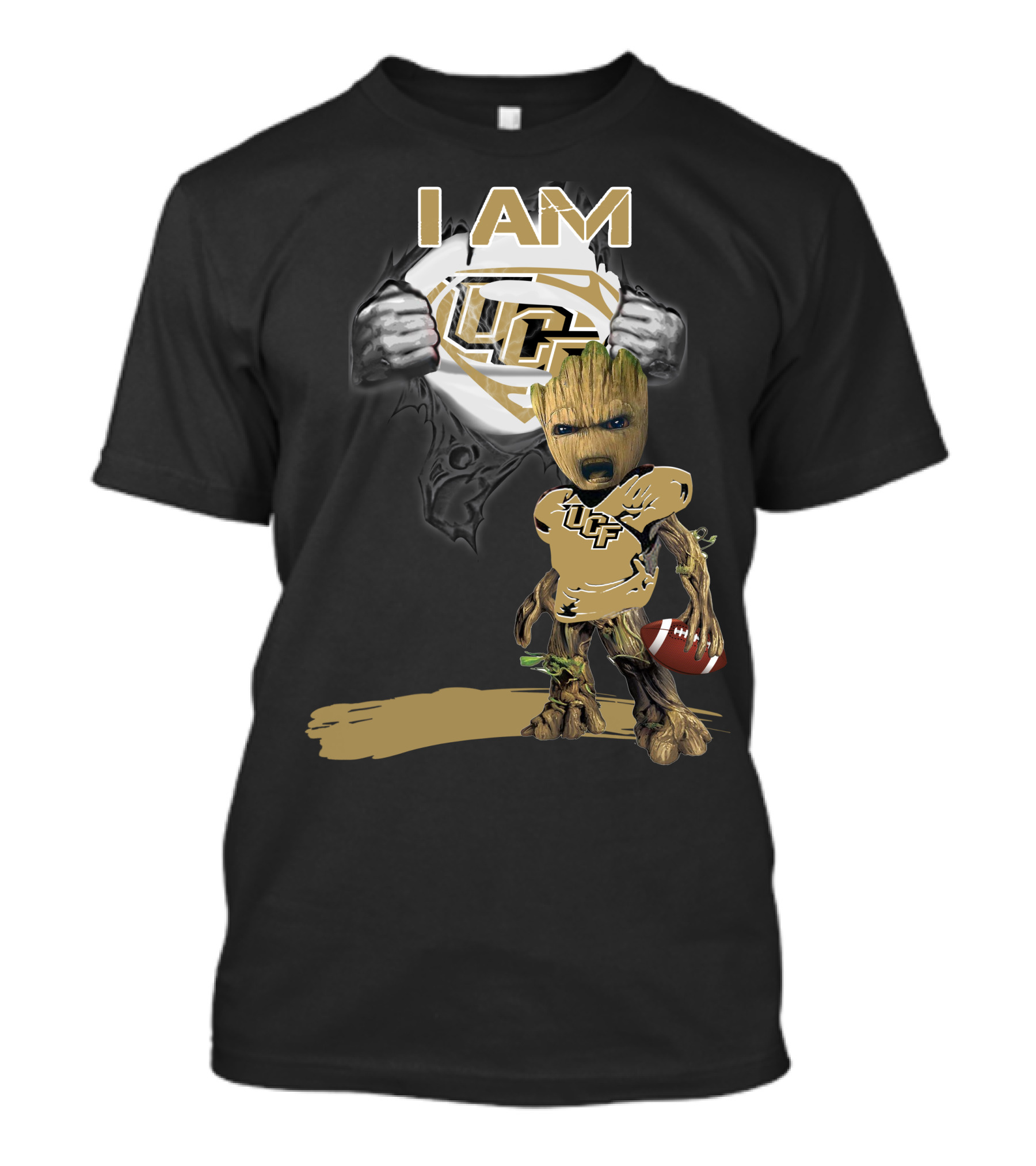 I AM UCF Baby Groot Football Superman T-Shirt