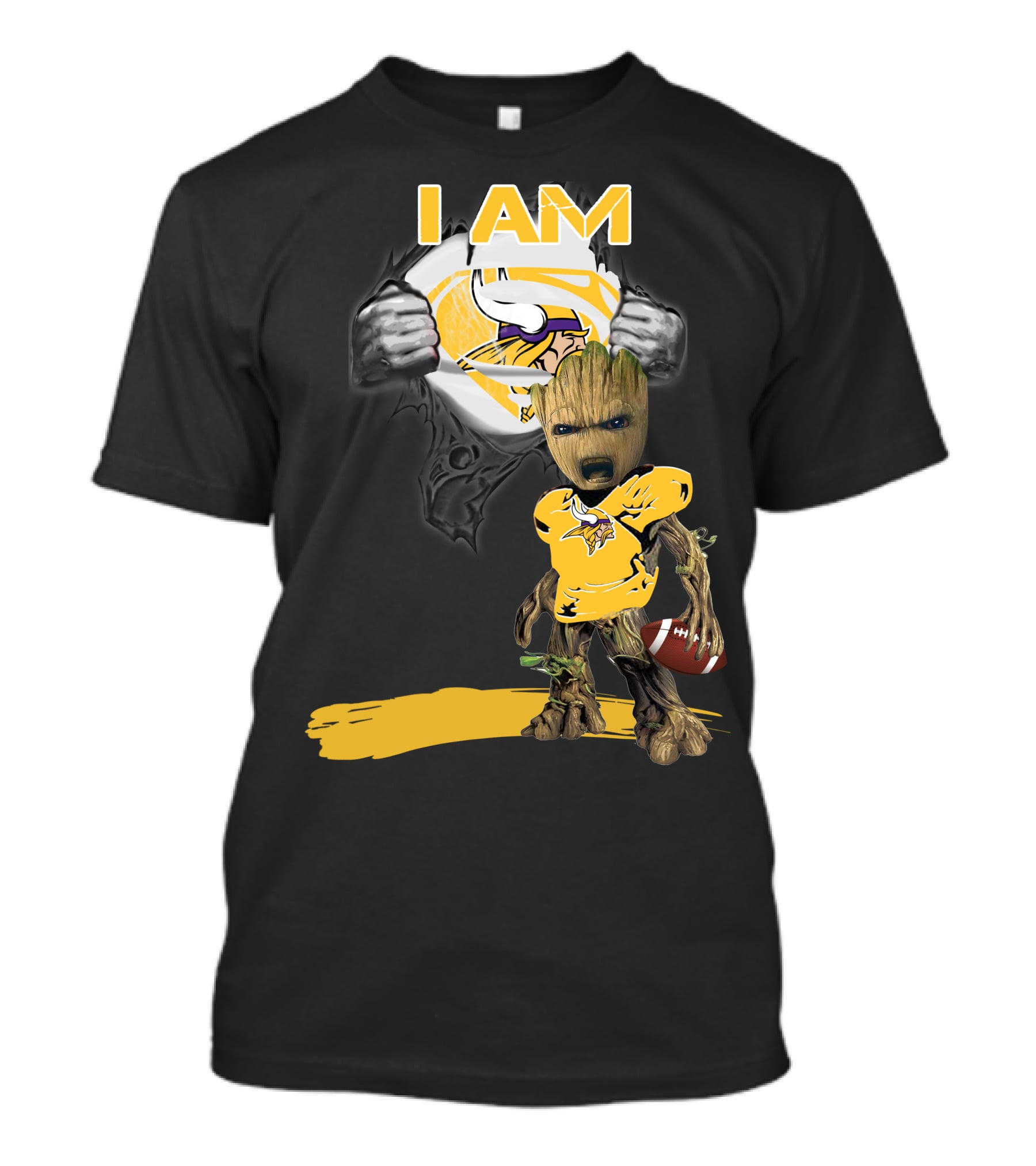 I AM Vikings Baby Groot Superman Football Fusion T-Shirt