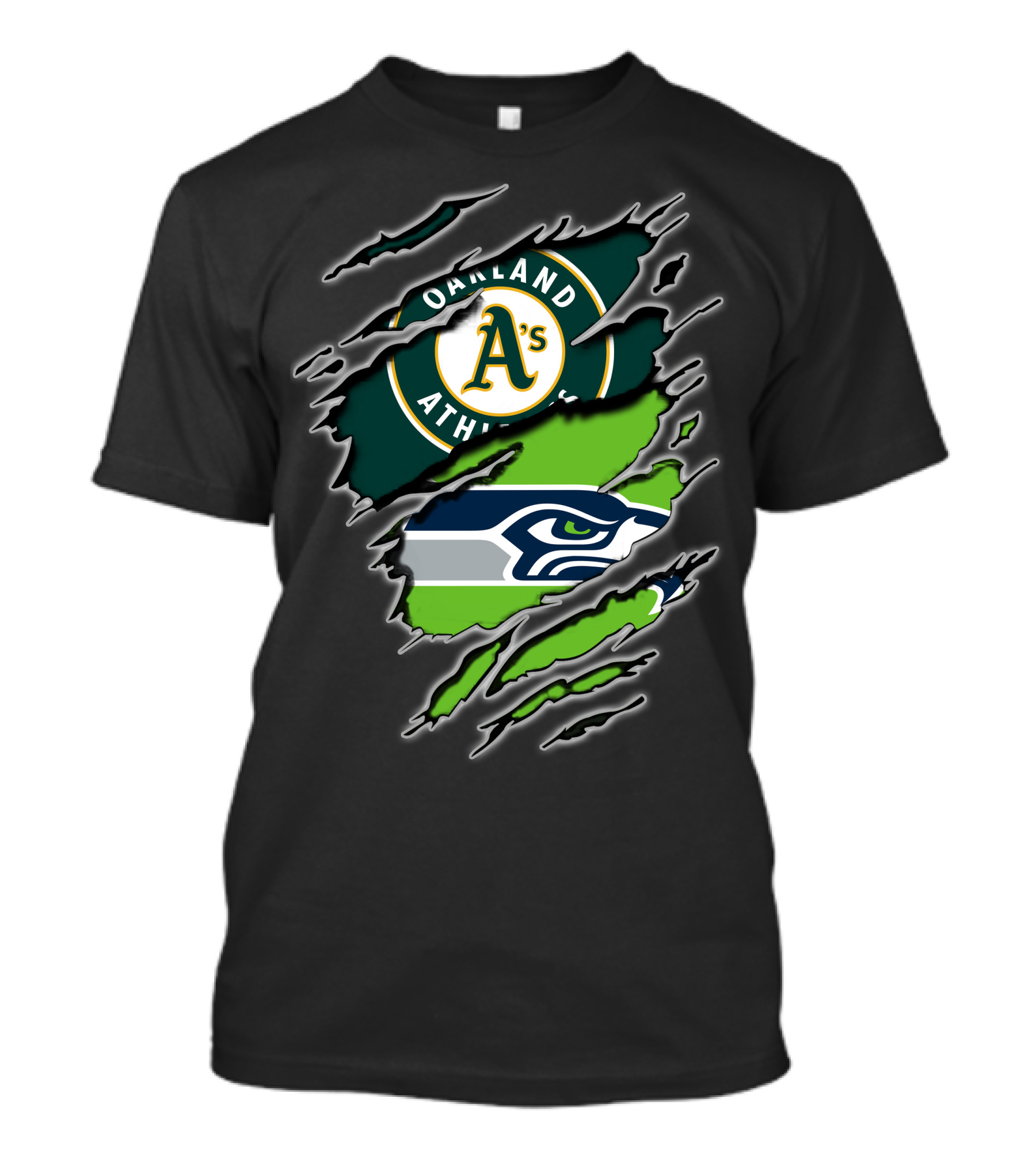 Oakland Athletics And Seahawks Split T-Shirt