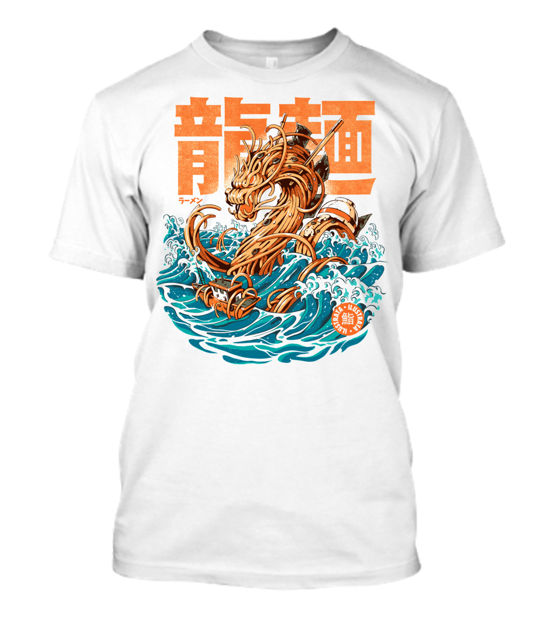 Great Ramen Dragon Kanagawa Woodblock Waves Japan T-Shirt