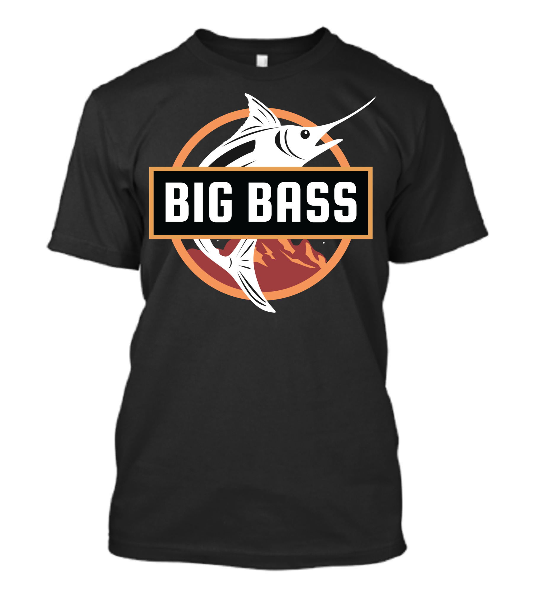 BIG BASS Marlin Jumping Over Mountains In Circle T-Shirt