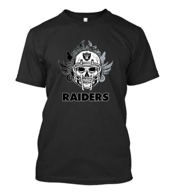 Las Vegas Raiders Skull Helmet With Wings And Floral Elements T-Shirt