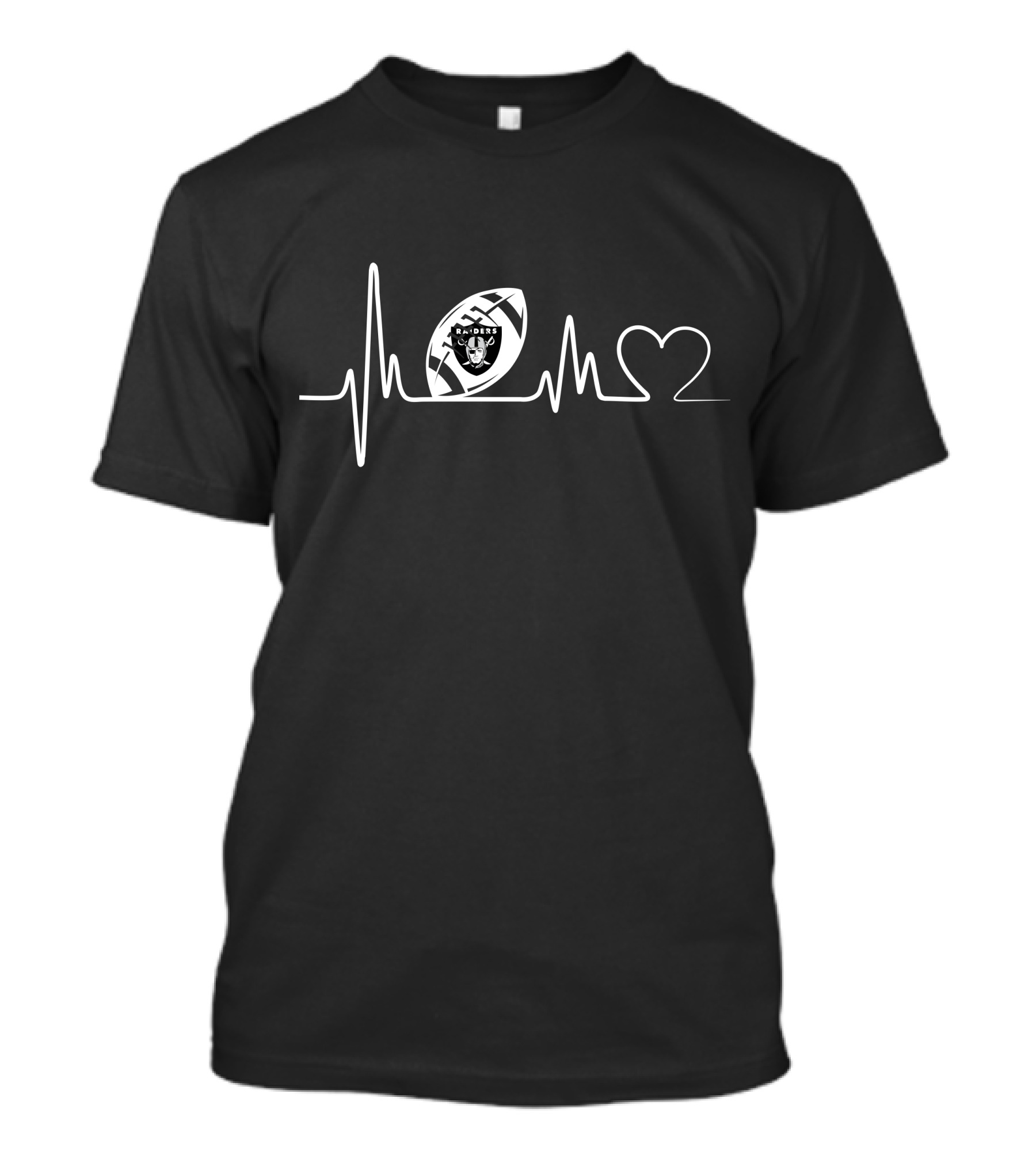 Las Vegas Raiders Heartbeat Logo Football Helmet Iconography With Heart Outline T-Shirt
