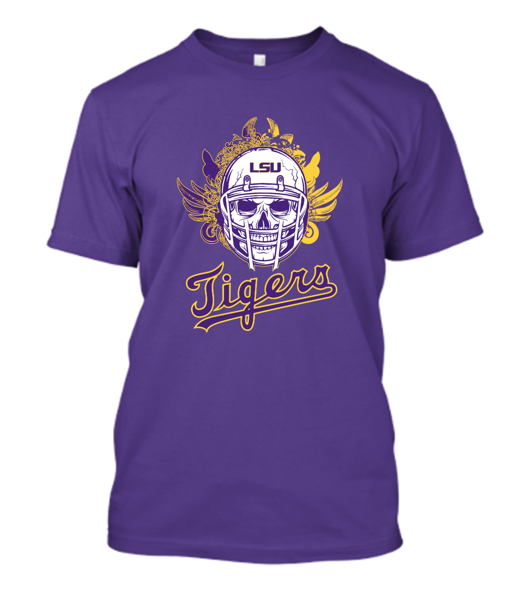LSU Tigers Skull Helmet With Wings T-Shirt