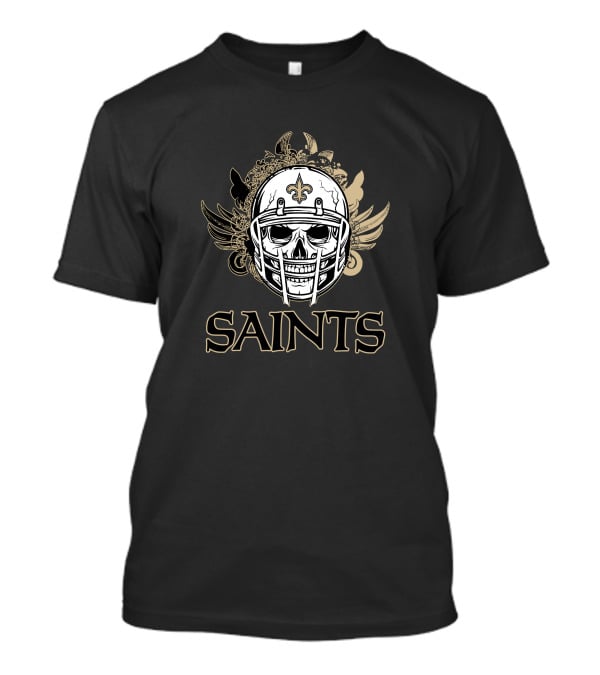 New Orleans Saints Skull Helmet Fleur-de-Lis Wings T-Shirt