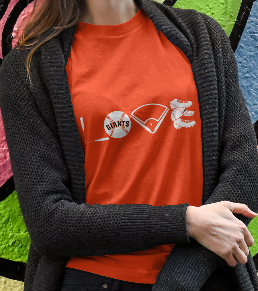 Love San Francisco Giants Baseball Giants Cleats Homeplate Bat T-Shirt