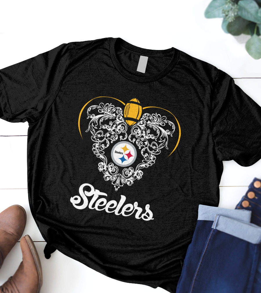 Steelers Football Emblem With Ornate Flourish T-Shirt