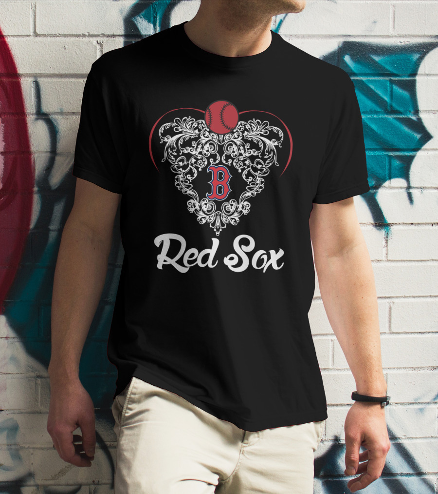 Red Sox Heart Baseball 'B' T-Shirt