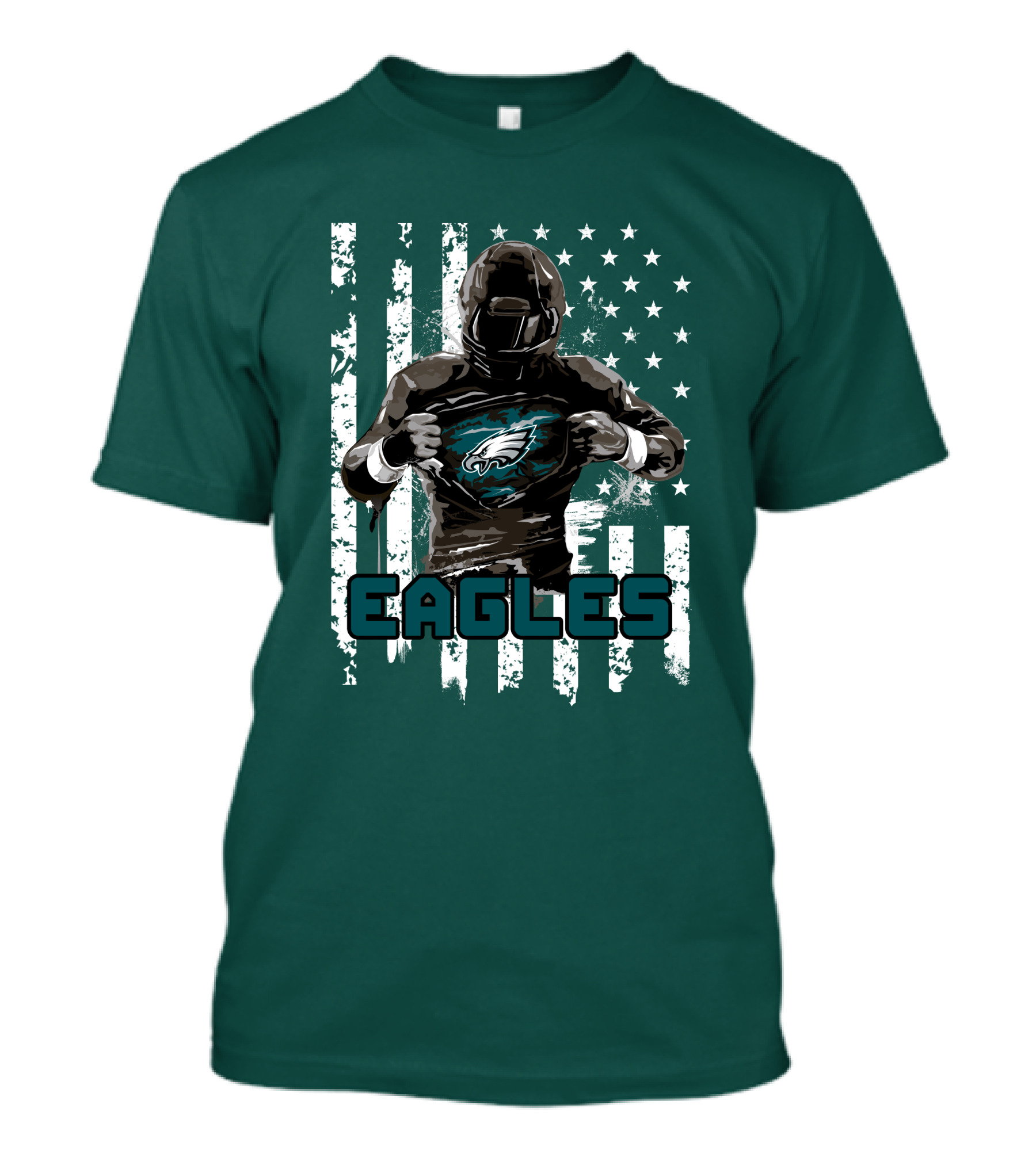 Philadelphia Eagles Football Hero With American Flag Background T-Shirt