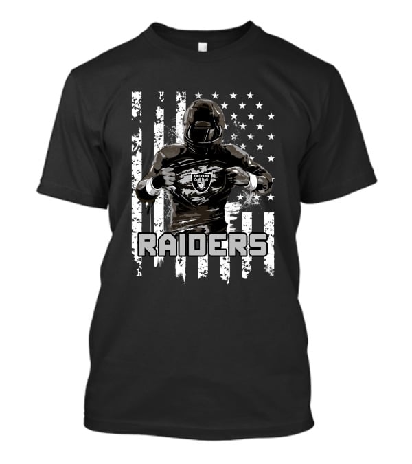 Las Vegas Raiders Player With American Flag Background T-Shirt