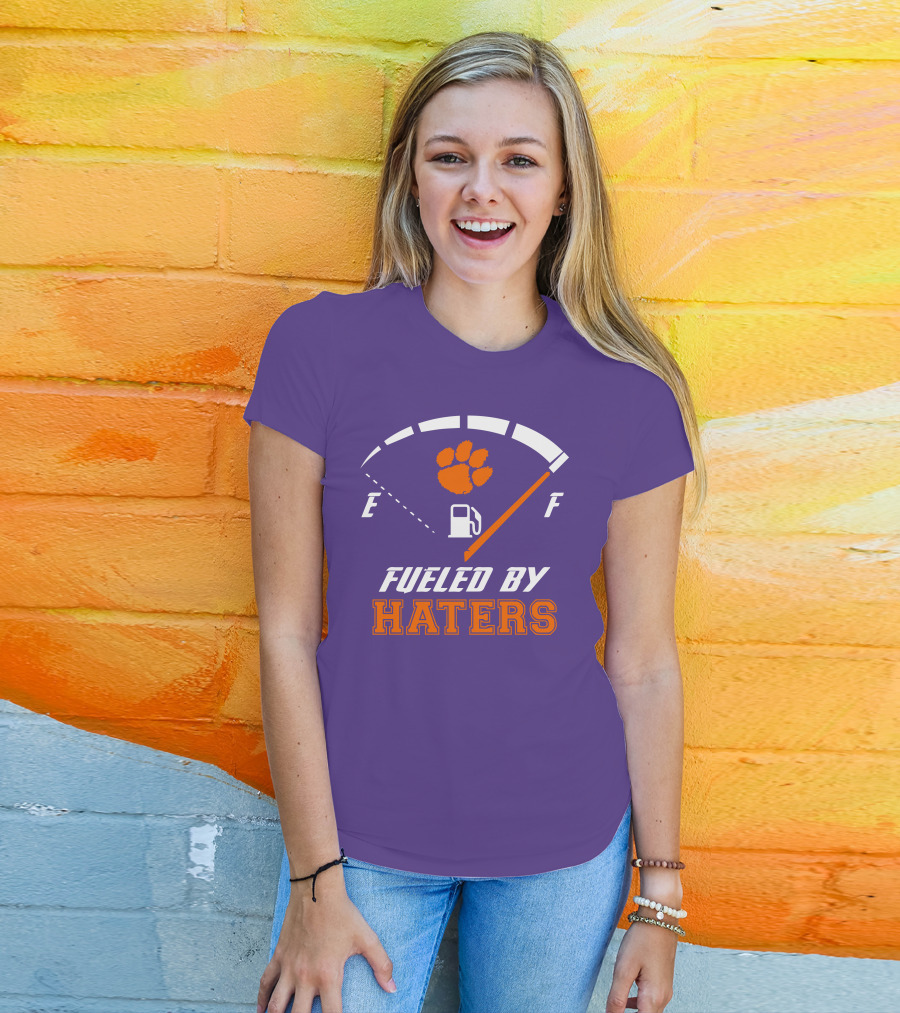 Clemson Tigers Fueled By Haters Gas Gauge Paw T-Shirt