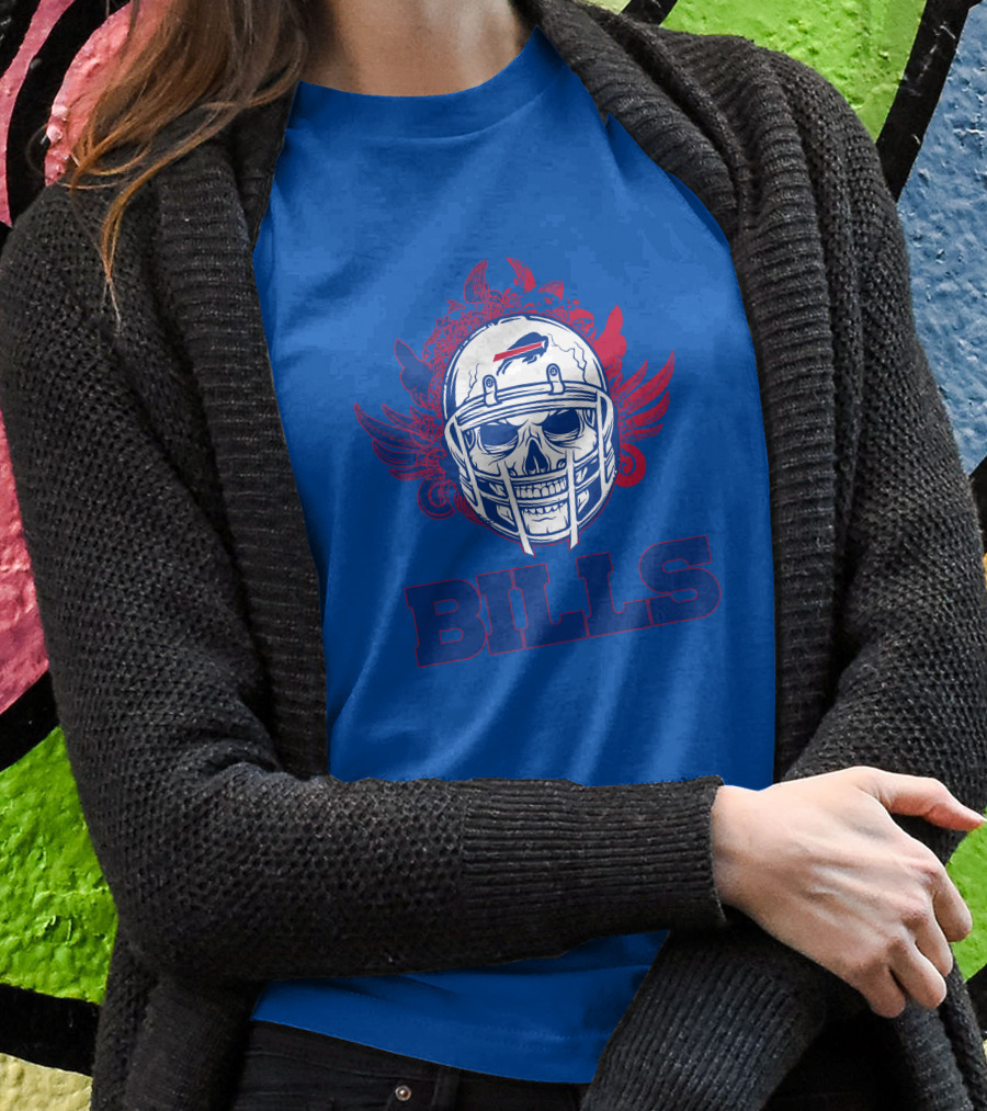 Buffalo Bills Skull Helmet Wings T-Shirt