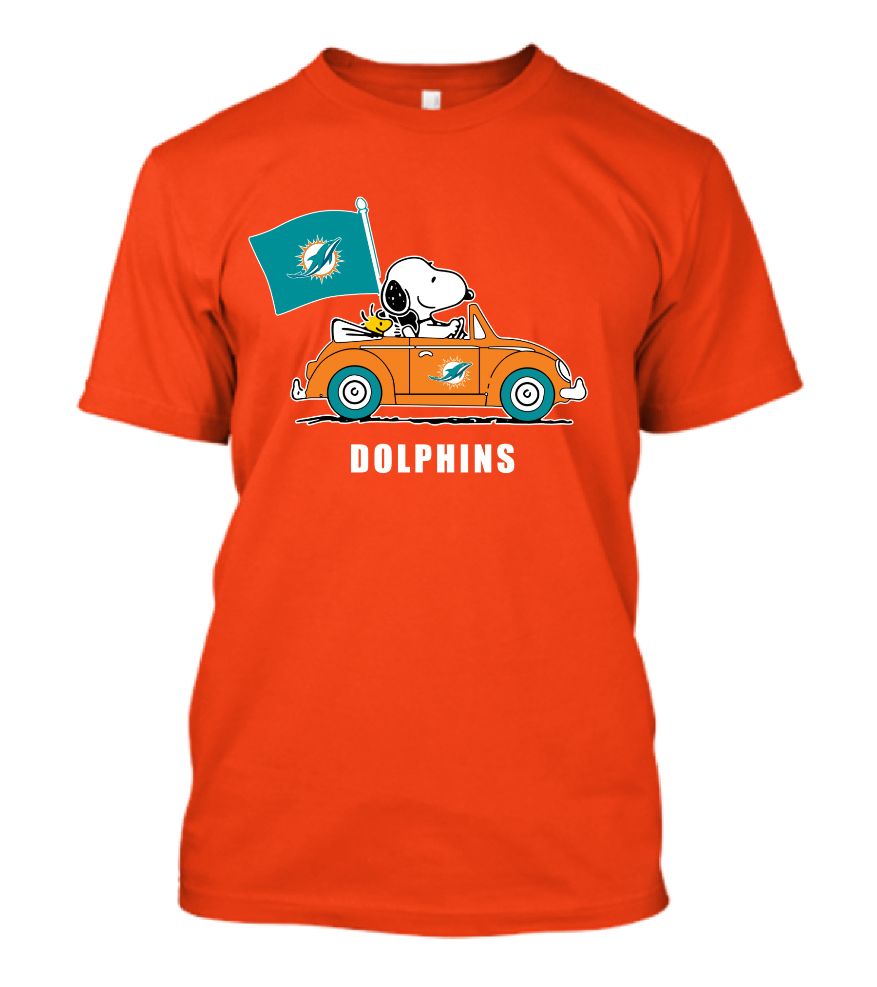 Miami Dolphins Snoopy Woodstock Driving Car Flag T-Shirt