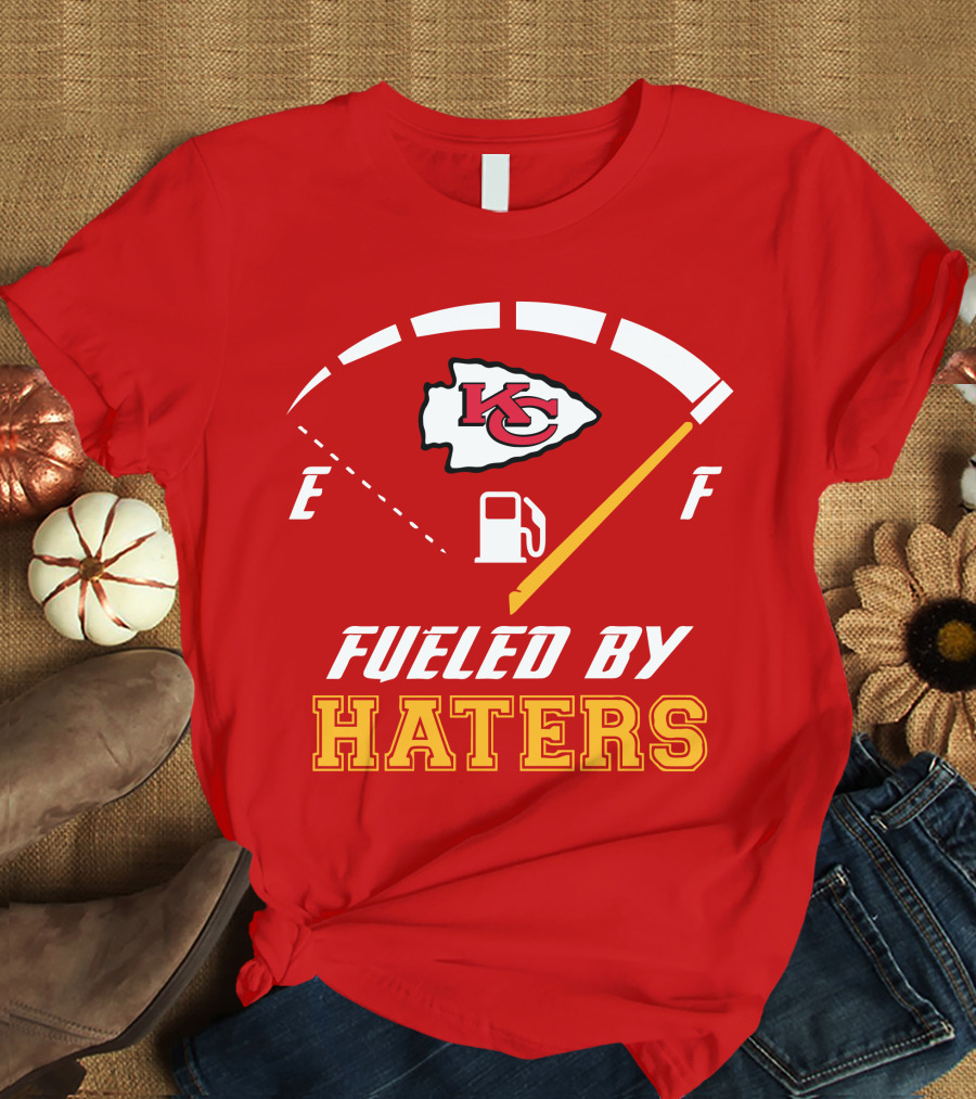 Kansas City Chiefs KC Logo Fueled By Haters Fuel Gauge T-Shirt