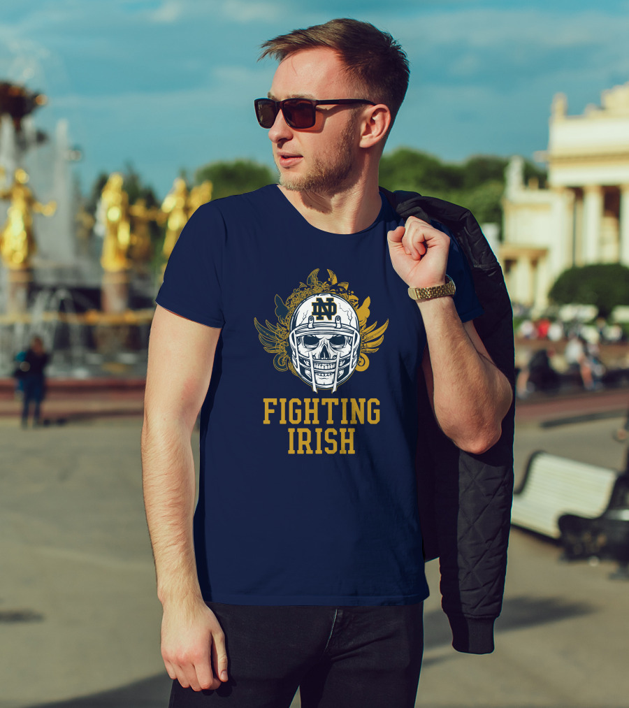 Notre Dame Fighting Irish Skull Helmet Emblem T-Shirt