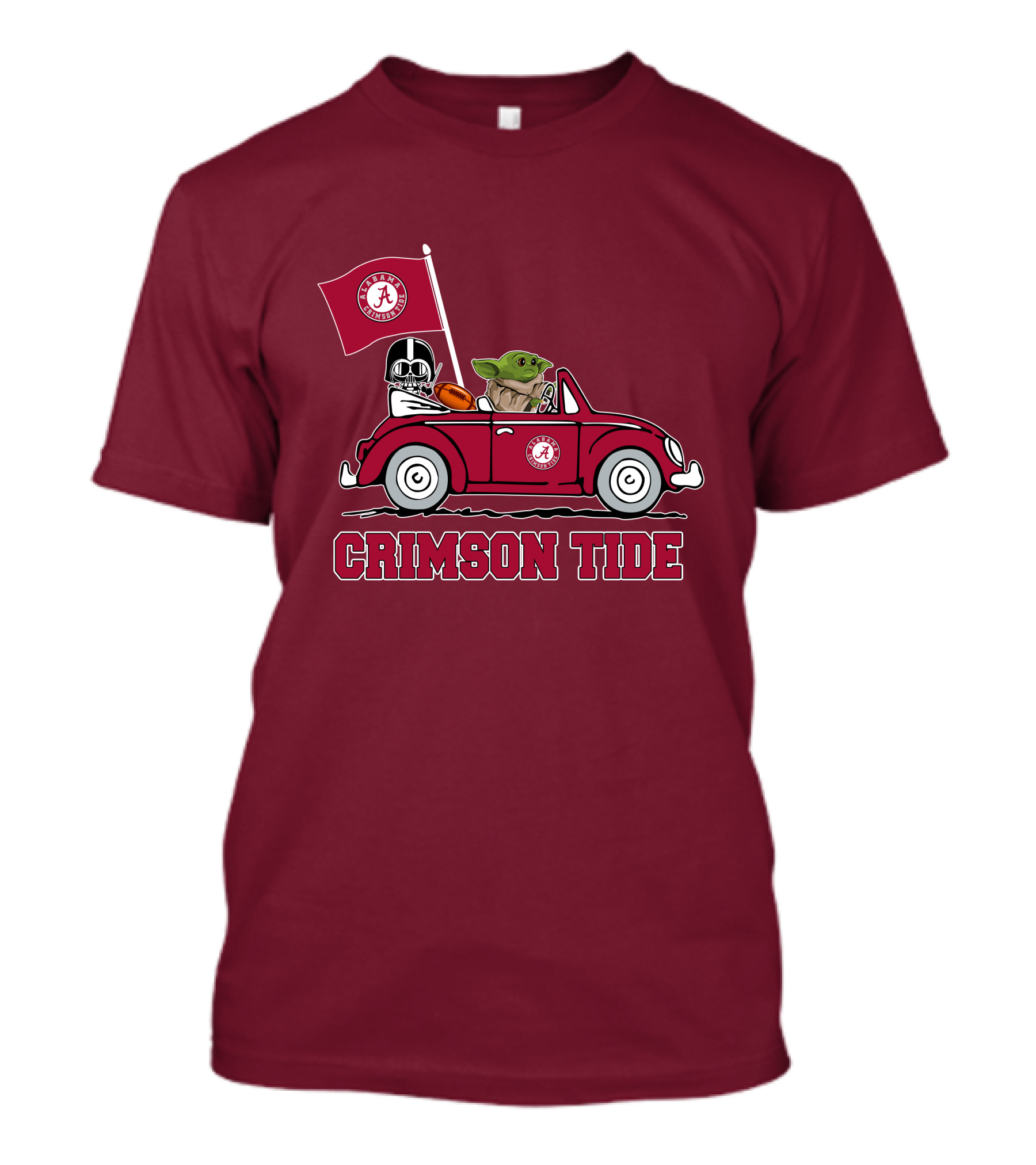 Alabama Crimson Tide Darth Vader Baby Yoda Car Riding Star Wars Football T-Shirt
