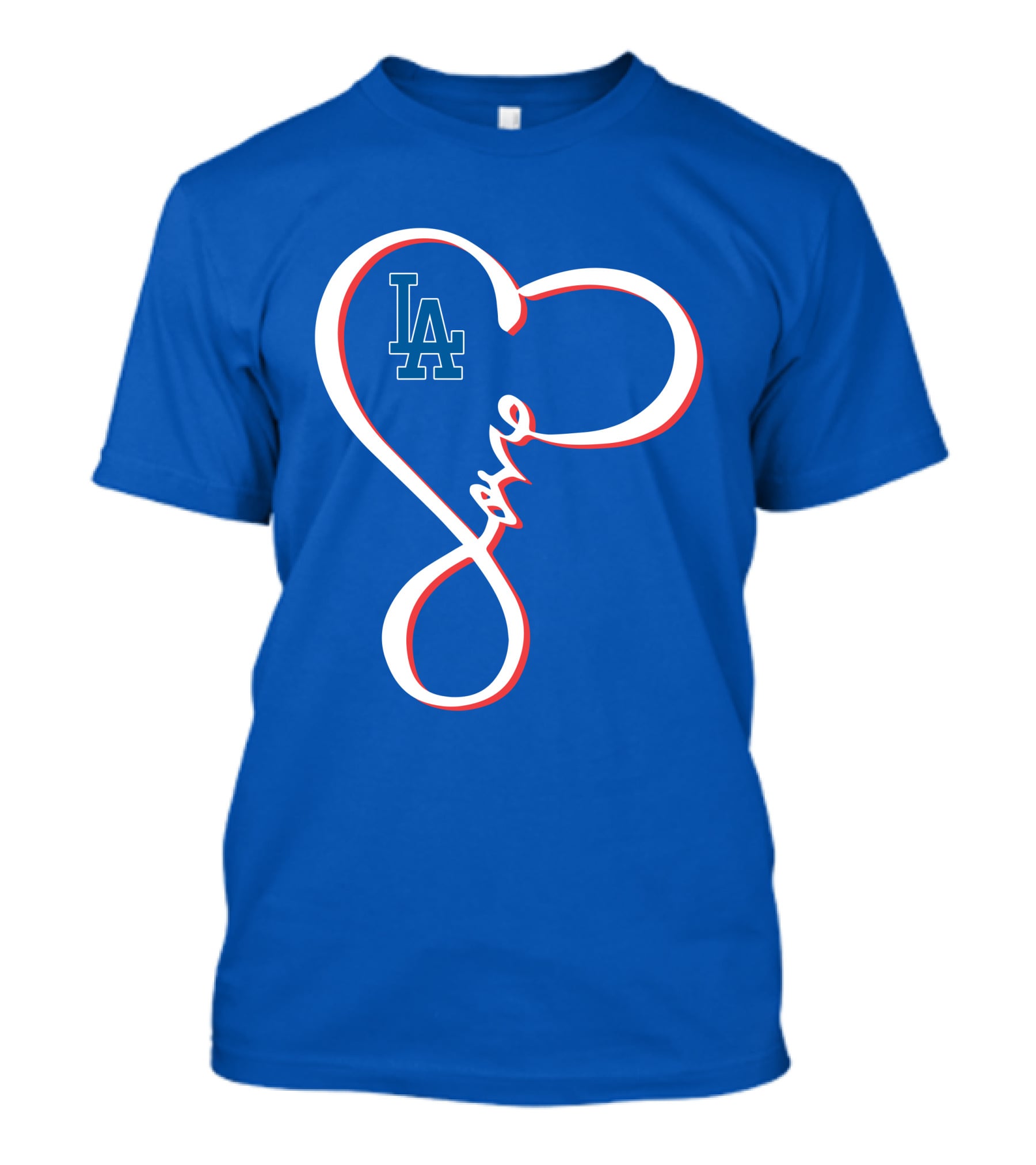 LA Dodgers Love Script With Heart-Shaped T-Shirt