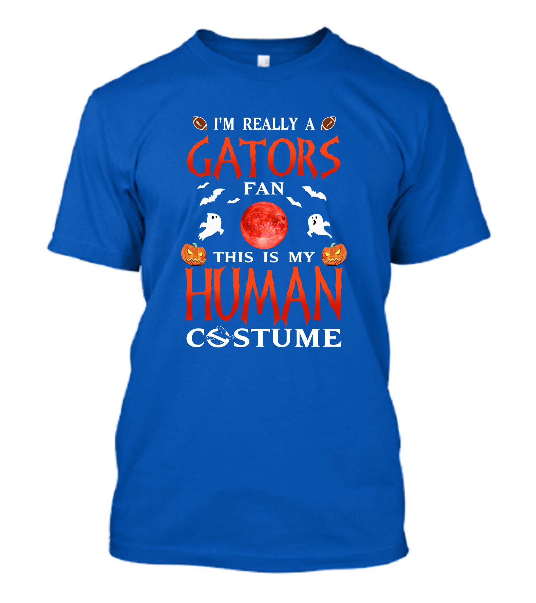 I'm Really A Gators Fan This Is My Human Costume Halloween Football Ghosts Pumpkins T-Shirt