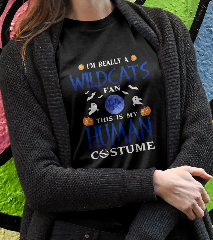 I'm Really A Kentucky Wildcats Fan This Is My Human Costume Halloween T-Shirt