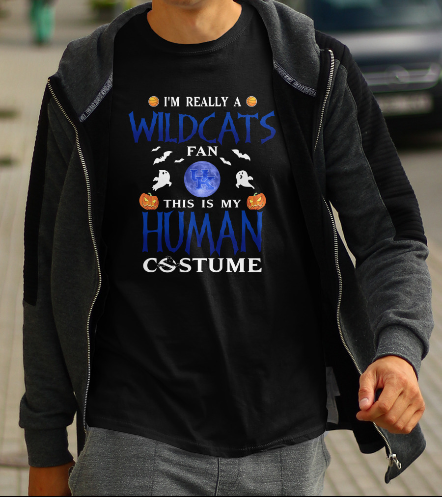 I'm Really A Kentucky Wildcats Fan This Is My Human Costume Halloween T-Shirt