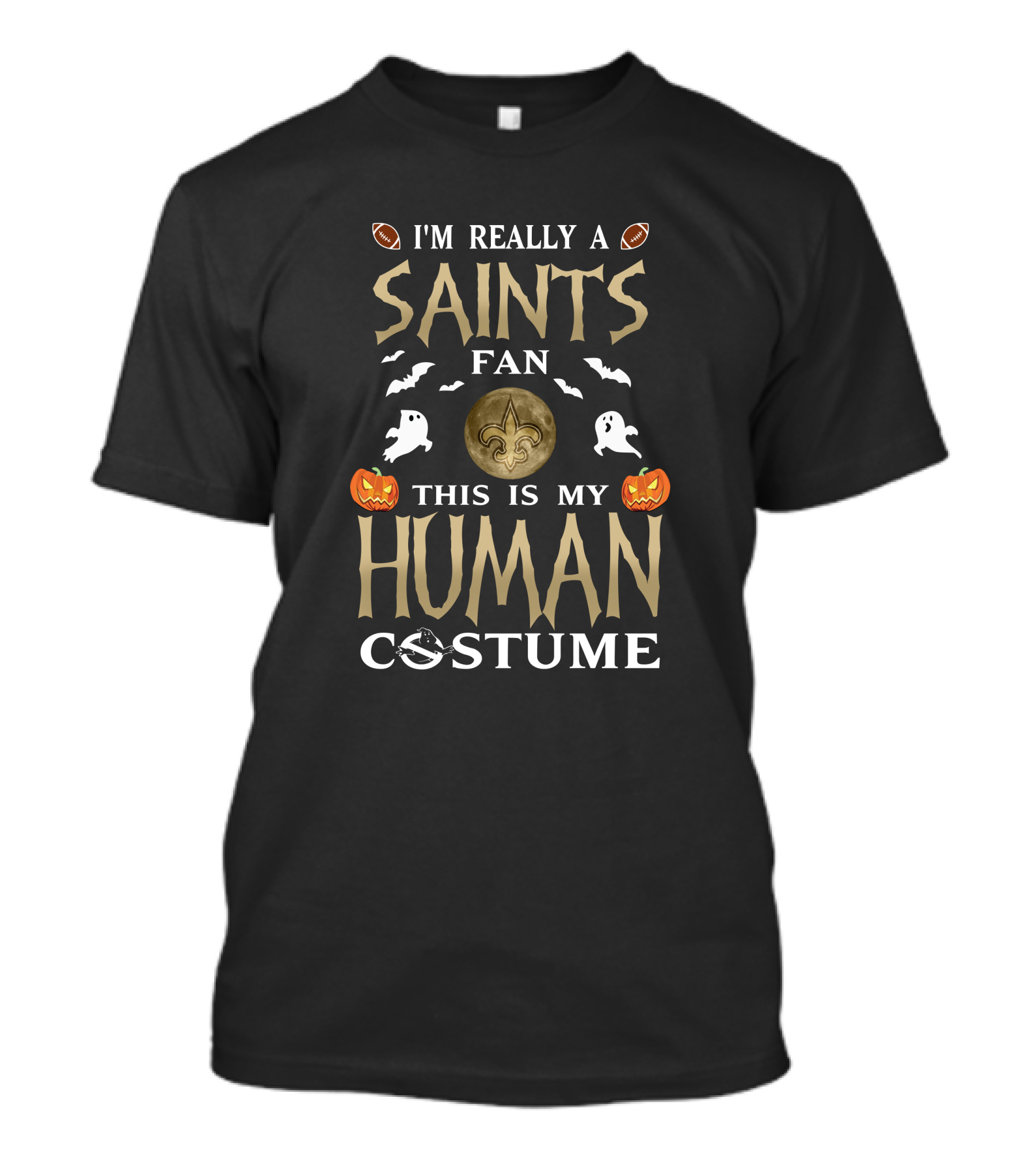 I'm Really A Saints Fan This Is My Human Costume Halloween New Orleans Football T-Shirt