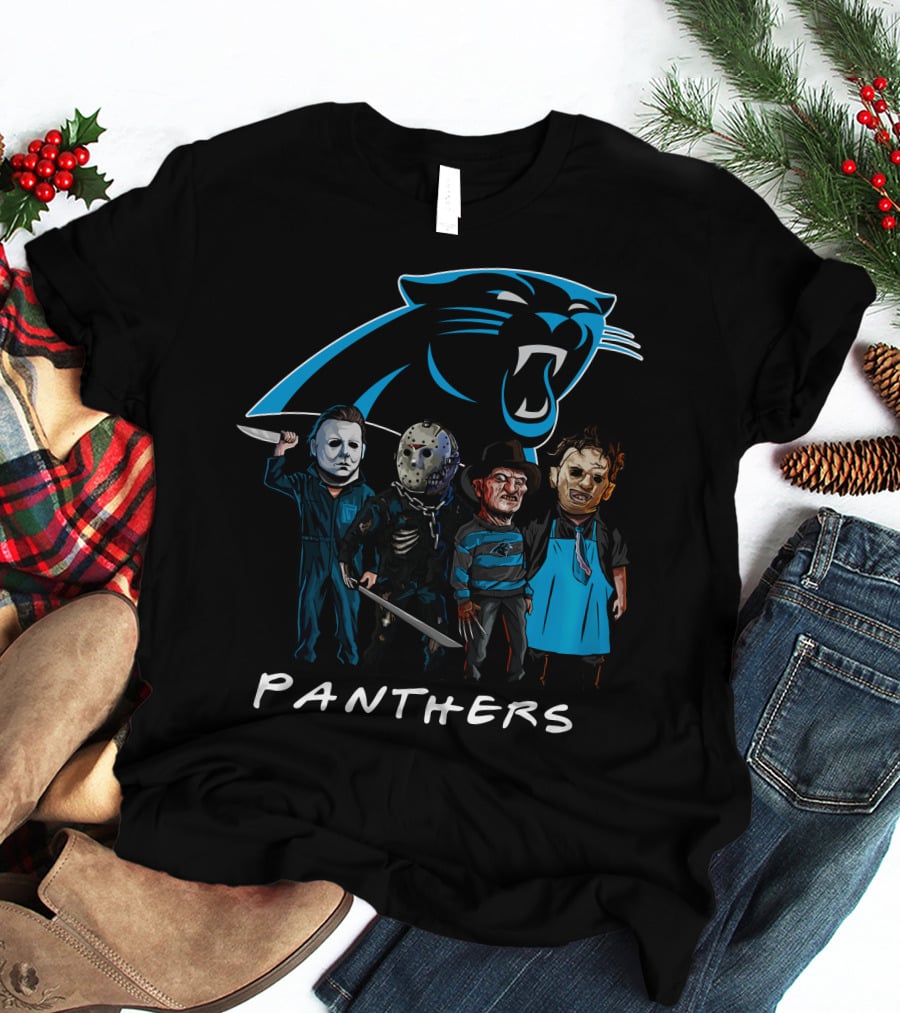 Carolina Panthers Halloween Featuring Iconic Slasher Squad Team T-Shirt