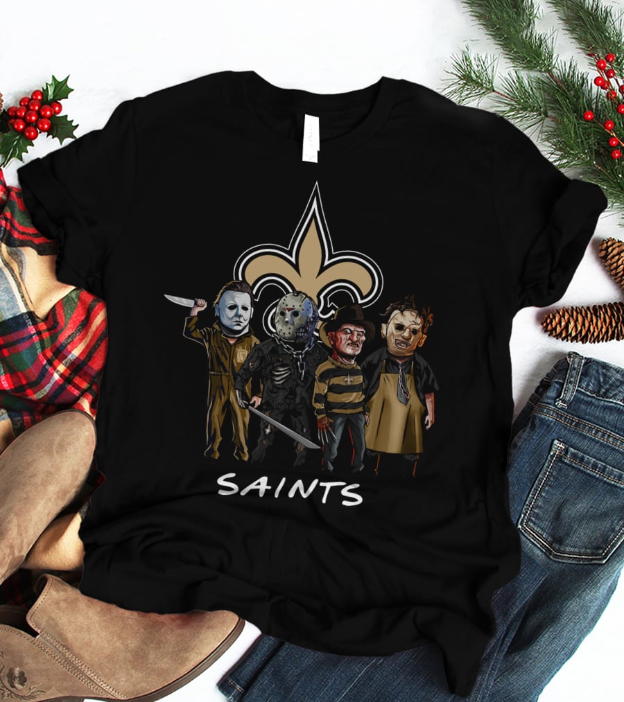 New Orleans Saints Halloween Slasher Squad Character Mashup T-Shirt