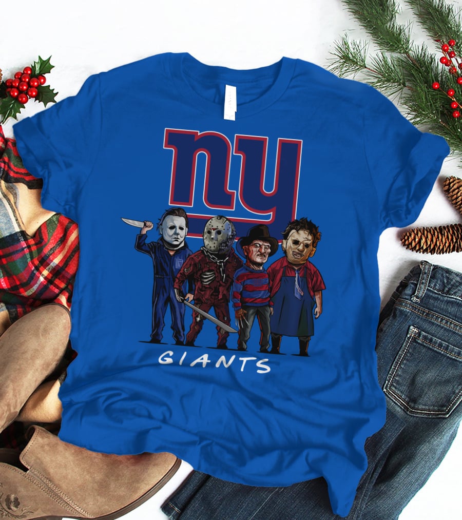 New York Giants Halloween Slasher Squad With Iconic Horror Characters T-Shirt
