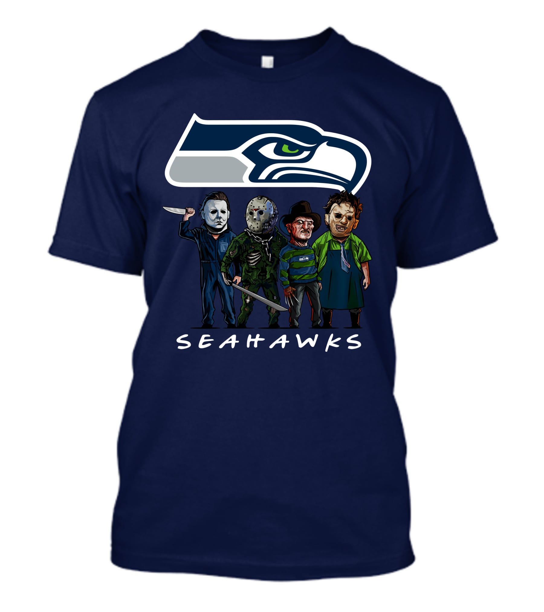 Seattle Seahawks Halloween The Slasher Squad Teams Horror Characters T-Shirt