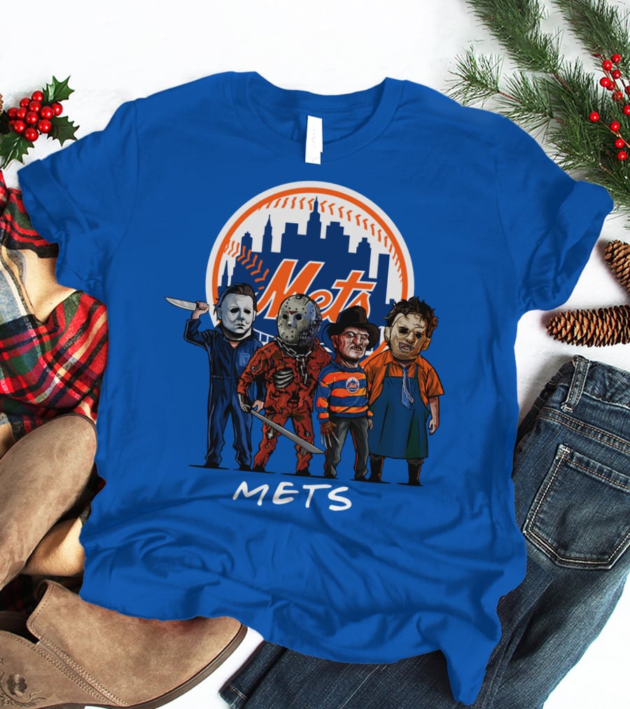 New York Mets Halloween The Slasher Squad Mets Team Characters T-Shirt