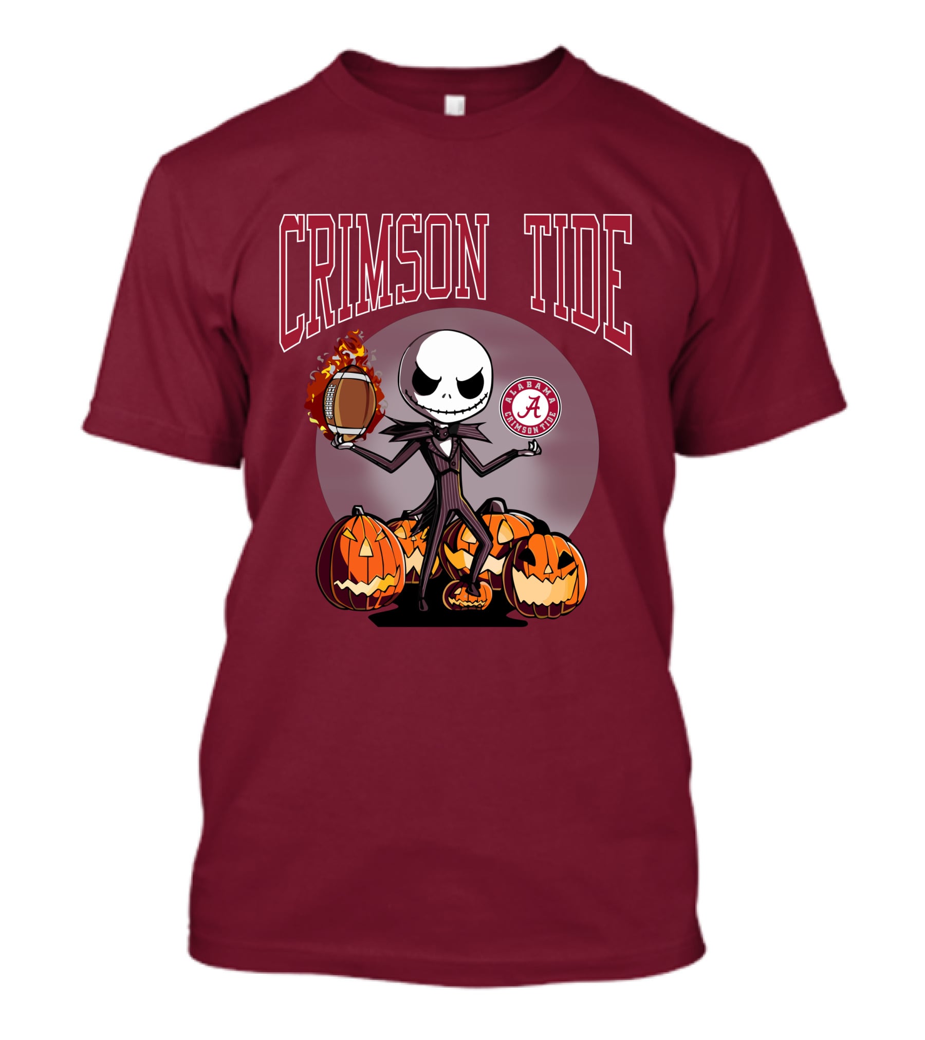 Crimson Tide Alabama Jack Skellington Halloween Football Pumpkins T-Shirt