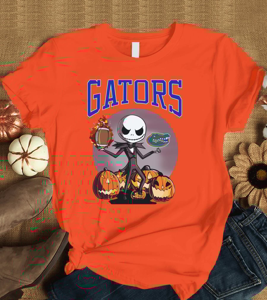 Gators Jack Skellington Florida Halloween Football Pumpkins T-Shirt
