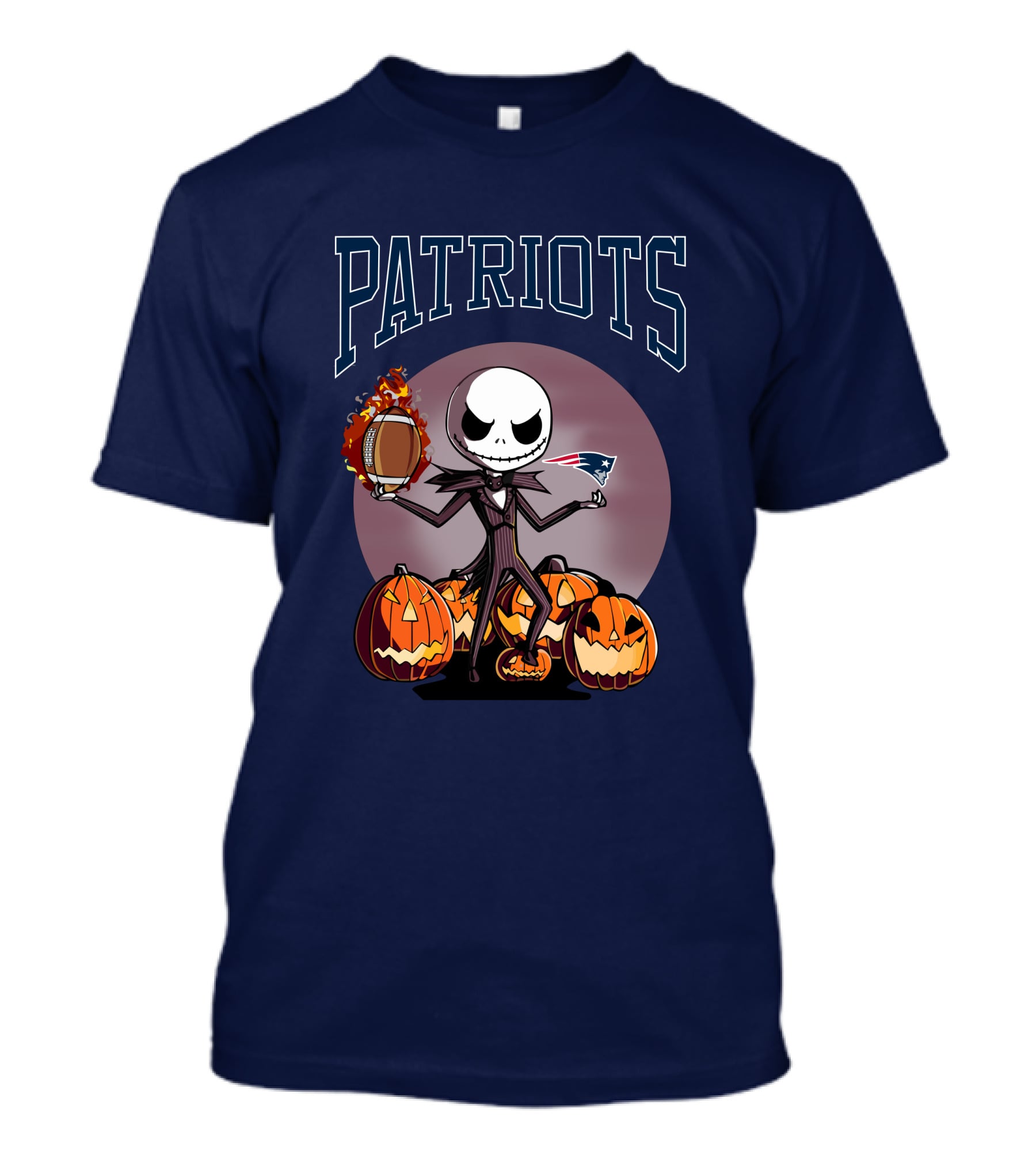 Patriots Jack Skellington Halloween New England Football Pumpkins T-Shirt