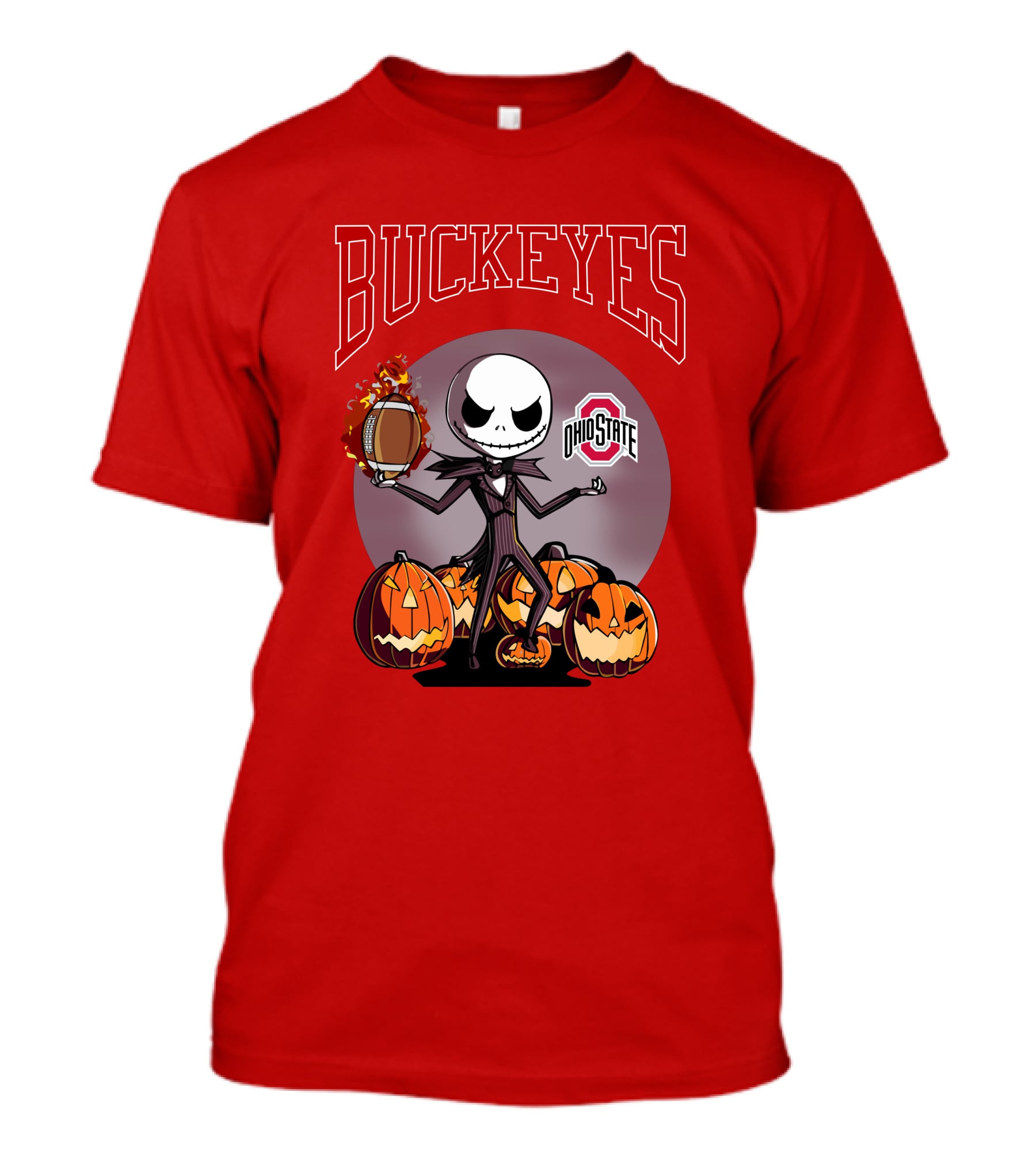 Ohio State Buckeyes Jack Skellington Halloween Football Pumpkins T-Shirt