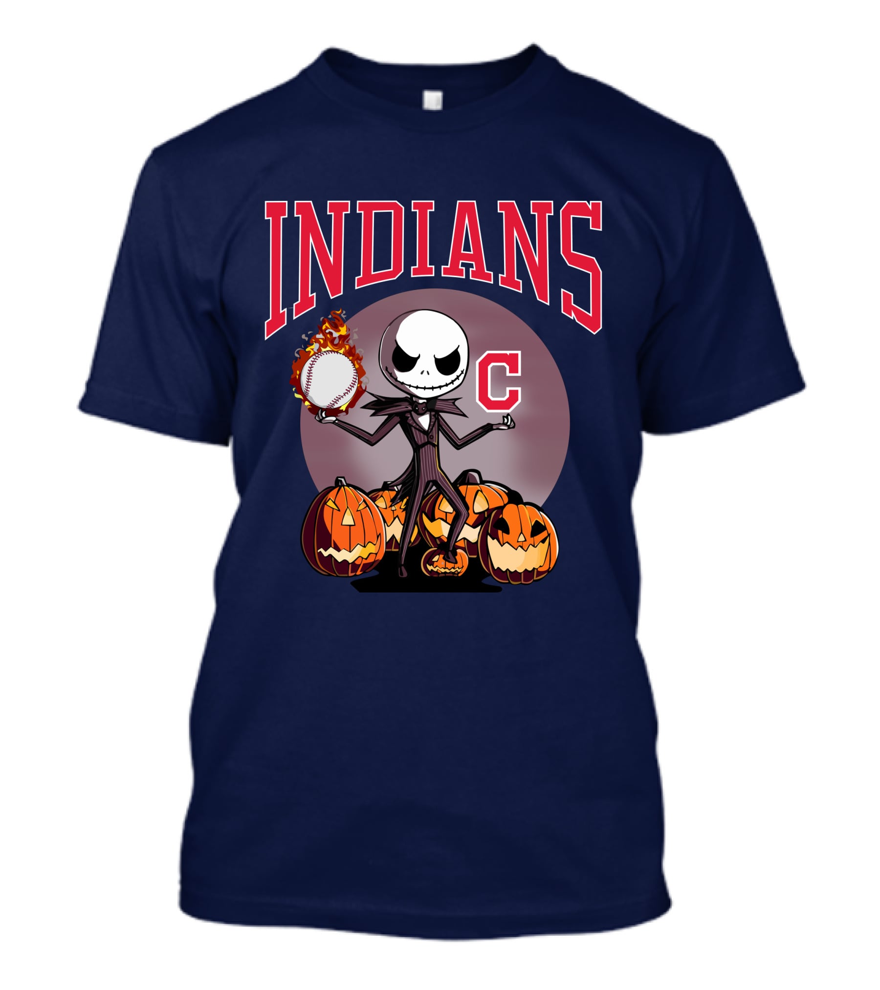Indians Jack Skellington Halloween Baseball Pumpkins T-Shirt