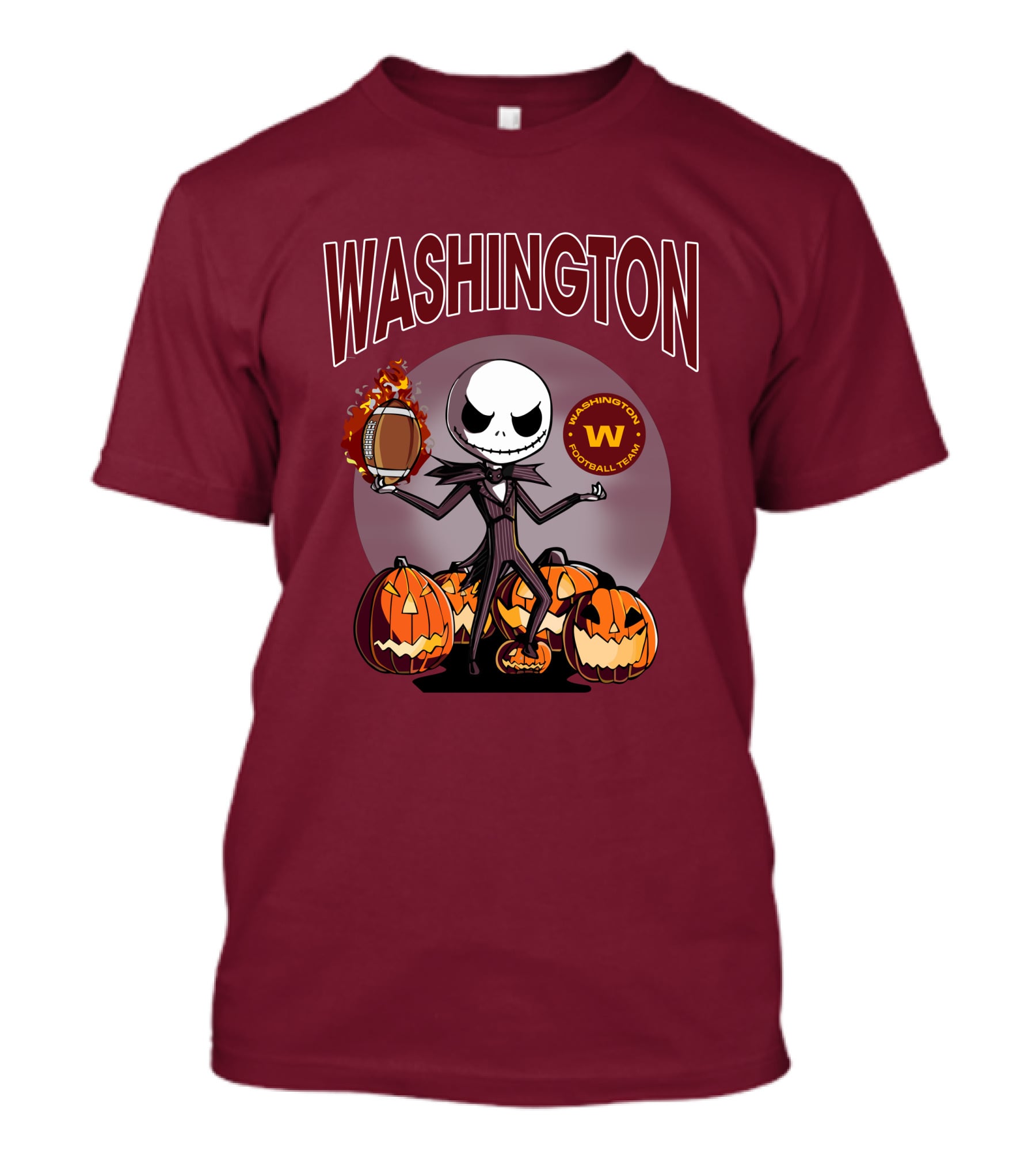 Washington Football Team Jack Skellington Halloween Pumpkins Football T-Shirt