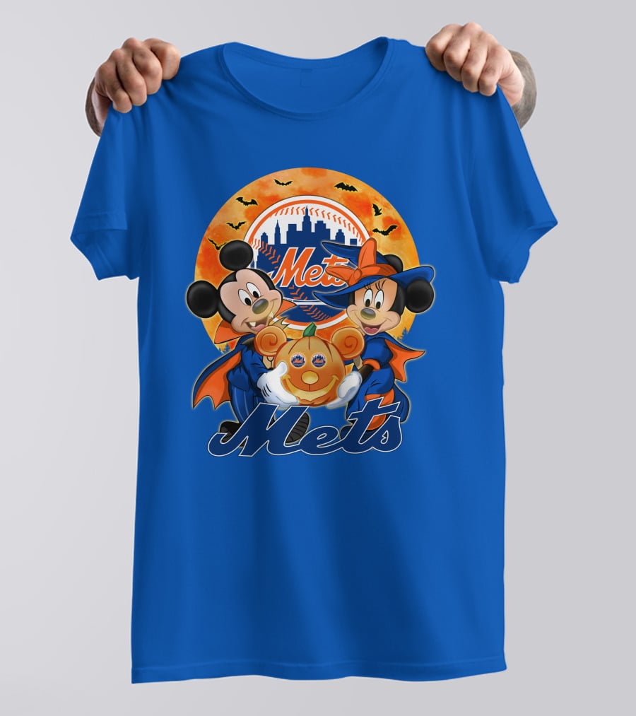 Mickey Minnie Mets Halloween Pumpkin Baseball Bats T-Shirt