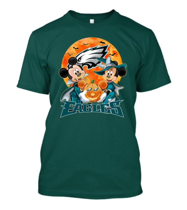 Philadelphia Eagles Mickey And Minnie Halloween Pumpkin T-Shirt