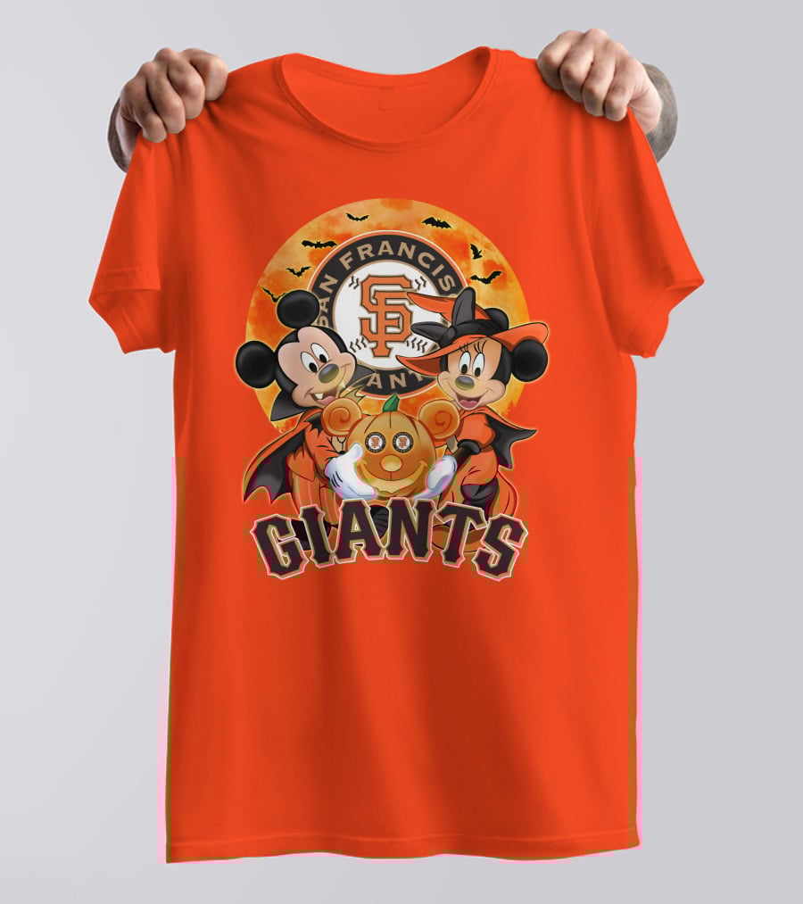 San Francisco Giants Halloween Mickey Mouse Minnie Mouse Pumpkin T-Shirt