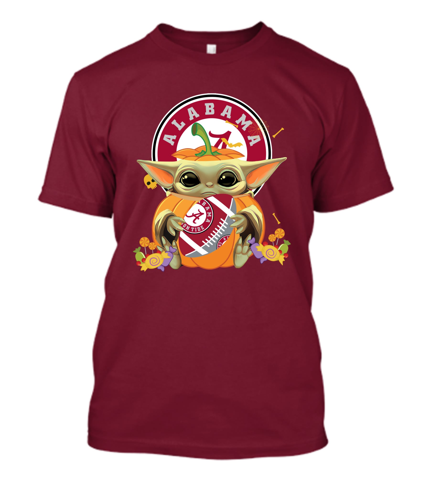 Halloween Pumpkin Baby Yoda Hug Alabama Crimson Tide Football T-Shirt