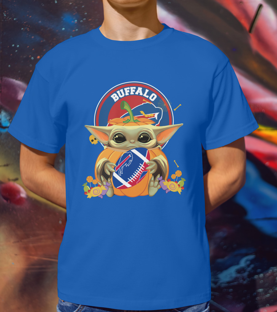 Halloween Pumpkin Baby Yoda Buffalo Bills Football Team Spirit T-Shirt